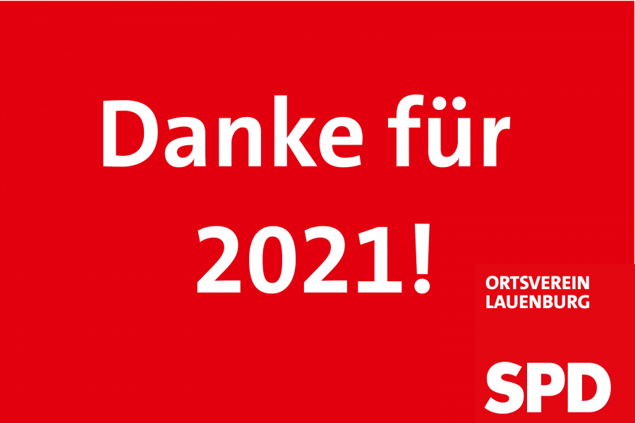 Text "Danke für 2021!" und Logo der SPD Lauenburg